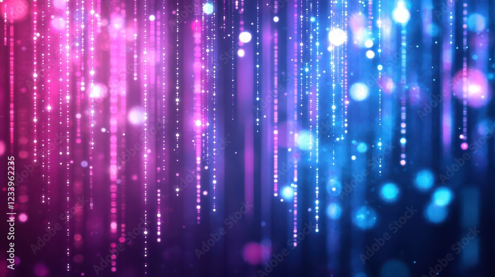 Abstract digital background featuring vertical pink and blue light dots, creating a visually striking and dynamic effect. Abstract digital background featuring vertical pink and blue light dots, creating a visually striking and dynamic effect.