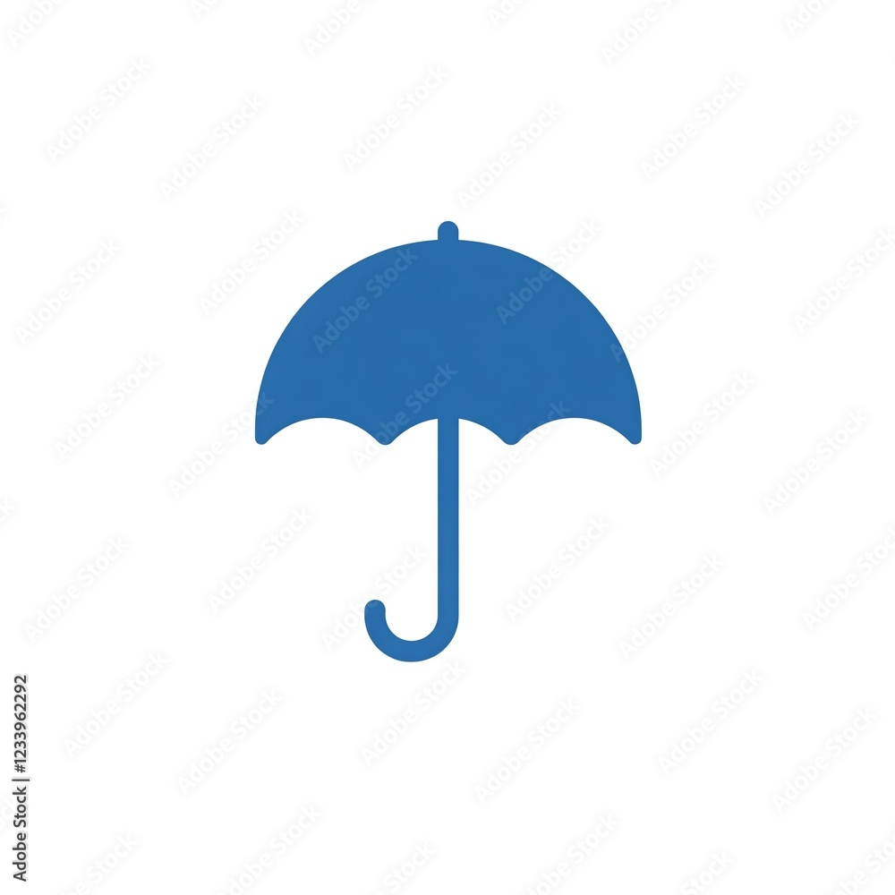 blue umbrella icon on white background  - simple minimalist weather protection symbol illustration