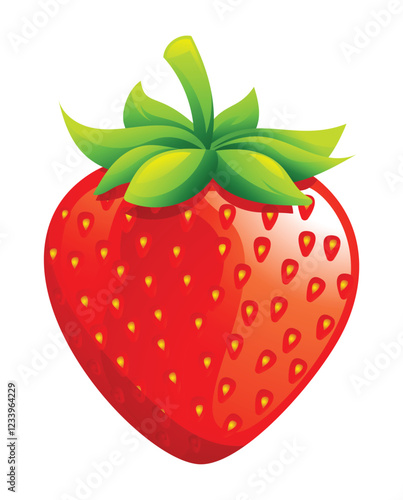 Fresh strawberry vector cartoon illustration isolated on white background