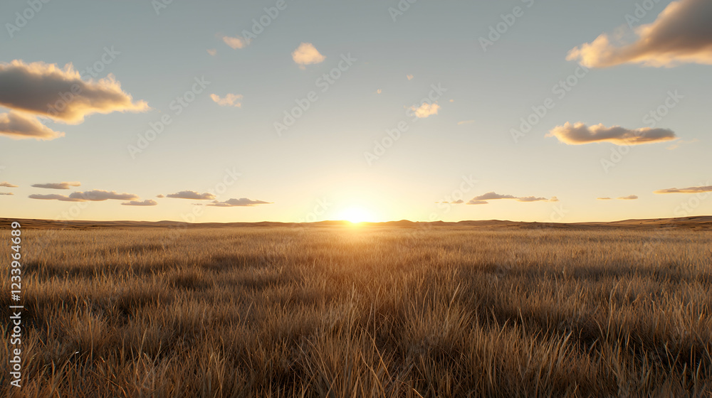 Sunset over golden grassland plains Sunset over golden grassland plains