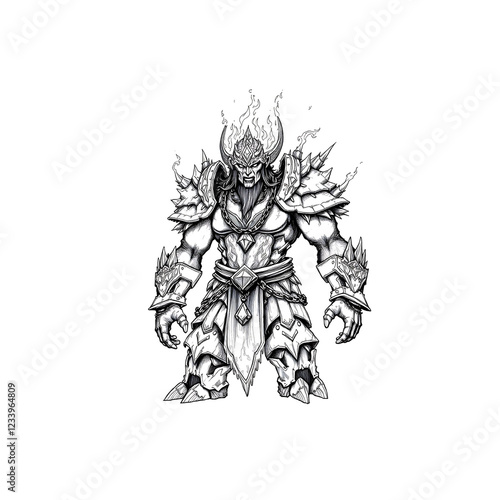 Wallpaper Mural Hand-Drawn Spectral Sorcerer with Horned Mask Torontodigital.ca