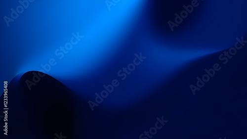 3D shapes dark blue gradient abstract background. Generative AI