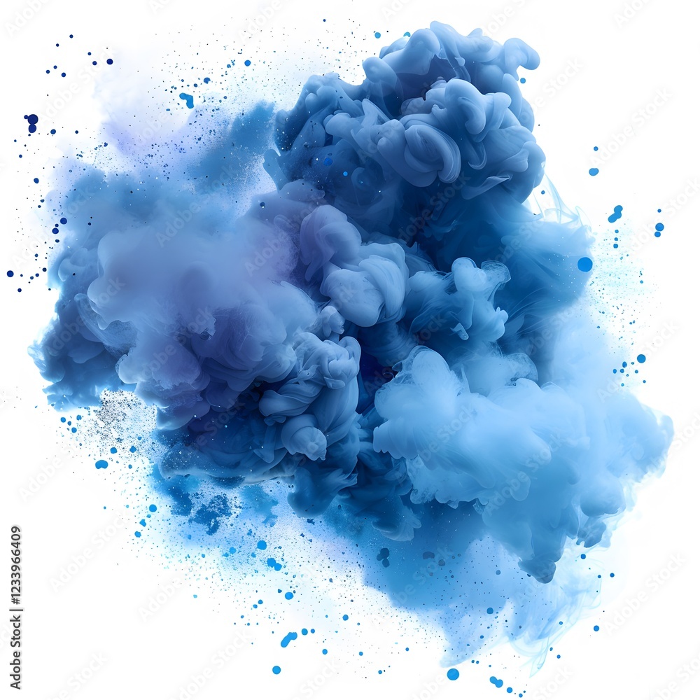 Fototapeta premium Abstract Blue Smoke Cloud Art on White Background for Creative Projects