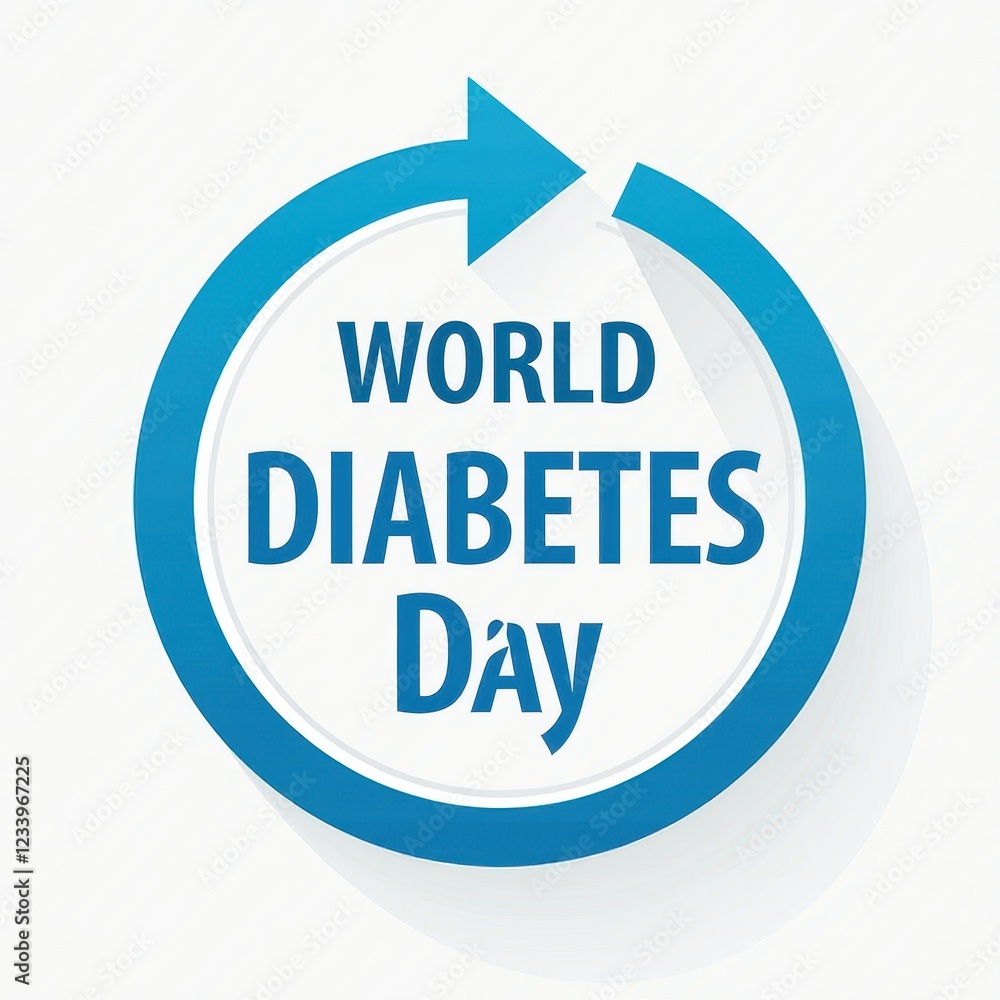 Vector Illustration: Bold Blue Circle Logo for World Diabetes Day on White Background Vector Illustration: Bold Blue Circle Logo for World Diabetes Day on White Background