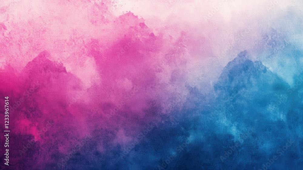 Fototapeta premium An abstract gradient background blending pink, blue, and purple hues with a grainy noise texture. This retro-inspired design creates a visually striking banner with a nostalgic and artistic flair.