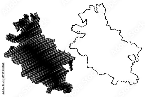 Werra-Meissner district (Federal Republic of Germany, rural district Kassel region, State of Hessen, Hesse, Hessia) map vector illustration, scribble sketch Werra-Meissner-Kreis map