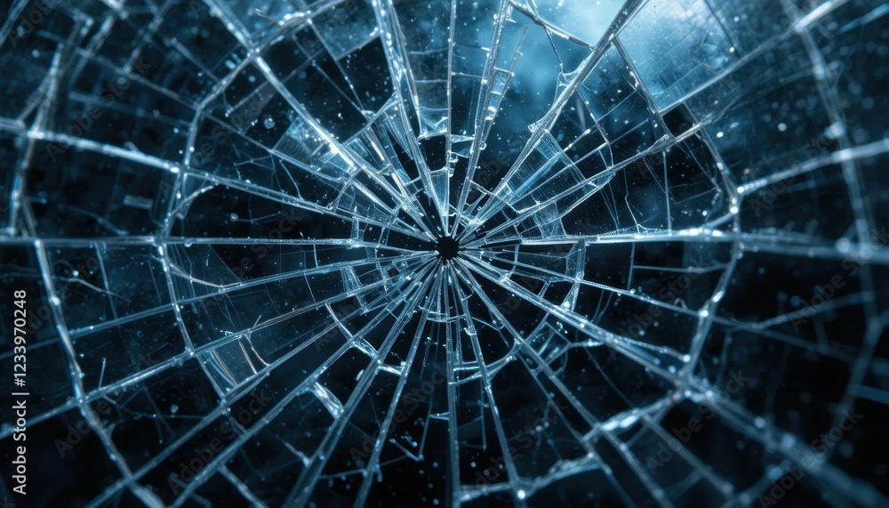 Obraz premium close-up of cracked glass with visible sharp edges and uneven texture
