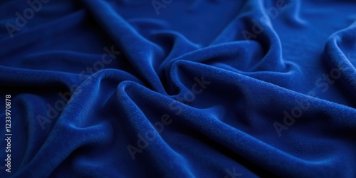 Rich royal blue velvet boasts a luxurious, plush texture, inviting touch with its soft sheen and intricate weave photo