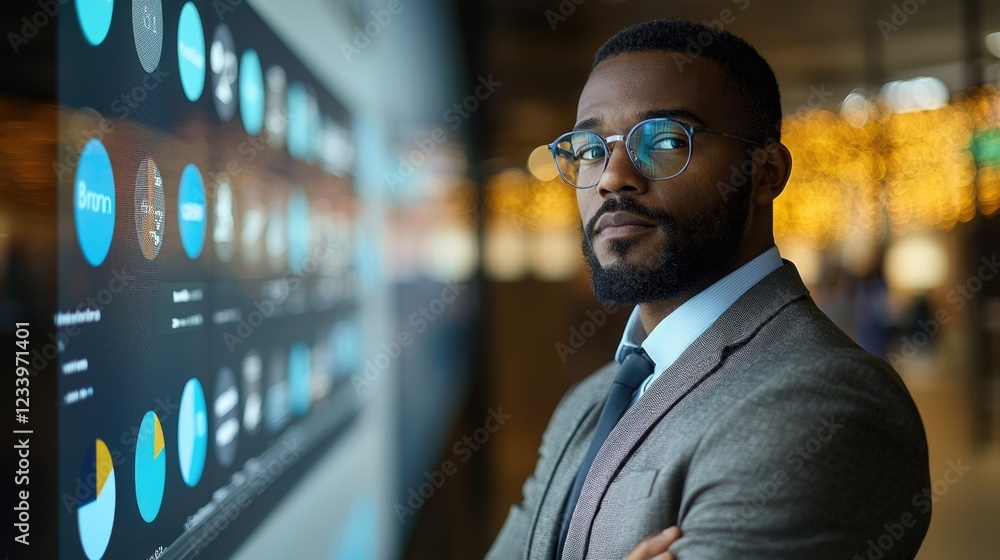 Fototapeta premium Confident professional analyzing data in modern workspace