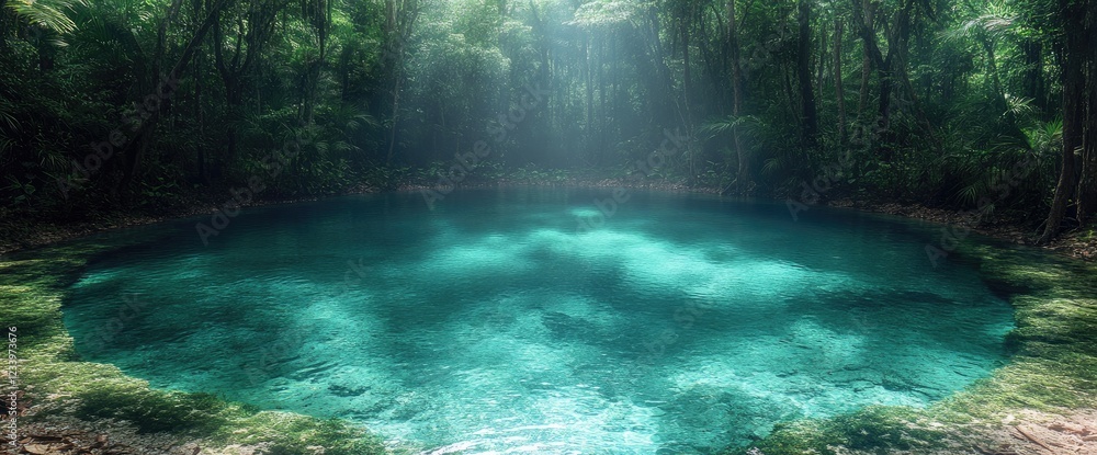 Fototapeta premium Hidden Jungle Pool: Nature's Serene Oasis