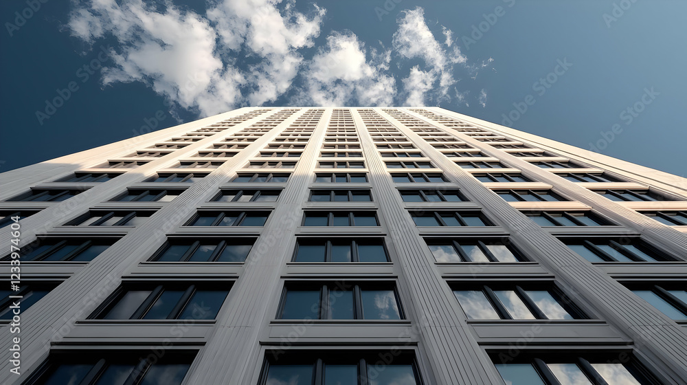 Skyscraper, city view, clouds, architecture, urban background, real estate Skyscraper, city view, clouds, architecture, urban background, real estate