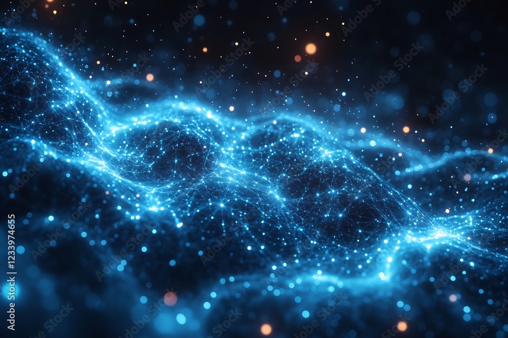 Abstract Blue Nebula: A Digital Cosmos of Light and Connection Abstract Blue Nebula: A Digital Cosmos of Light and Connection