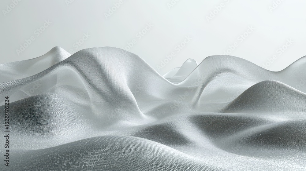 Fototapeta premium An abstract grainy background featuring subtle gray liquid lines and wave shapes on a white backdrop, with a noise texture effect.