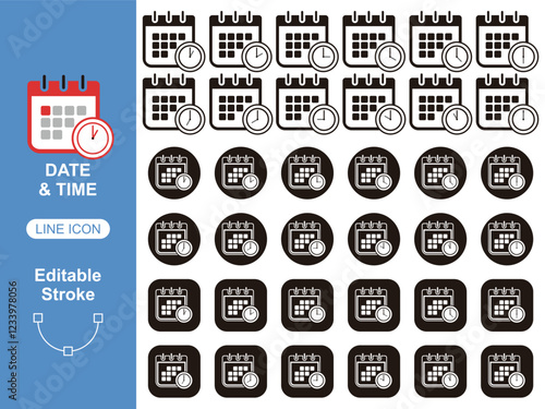 Time clock Icon. Editable Stroke and Fill. Pixel Perfect. For Mobile and Web.