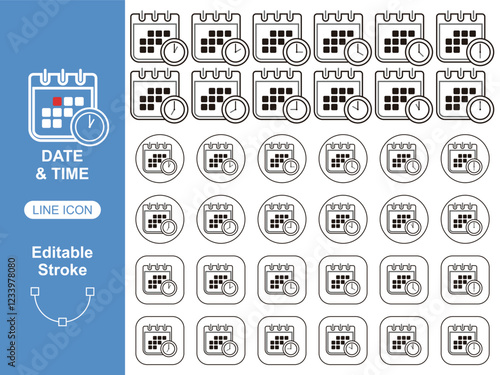 Time clock Icon. Editable Stroke. Pixel Perfect. For Mobile and Web.