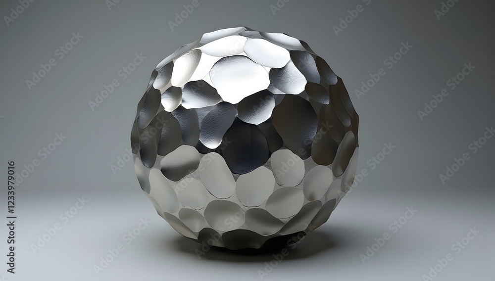 Sleek Metallic Sphere with Unique Texture Design Sleek Metallic Sphere with Unique Texture Design