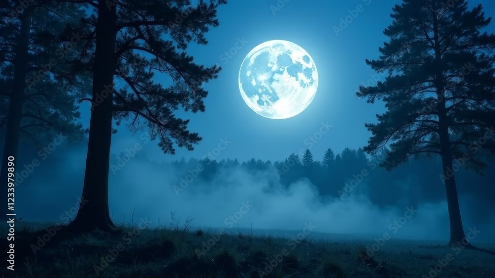 Naklejka premium dark forest against the moon