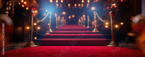 Luxurious Empty Red Carpet at Prestigious Film or Music Awards Event