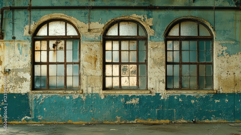 Obraz premium Aged, rusty iron with deep cracks, peeling paint, and a rugged texture, offering a vintage industrial backdrop with space for copy.
