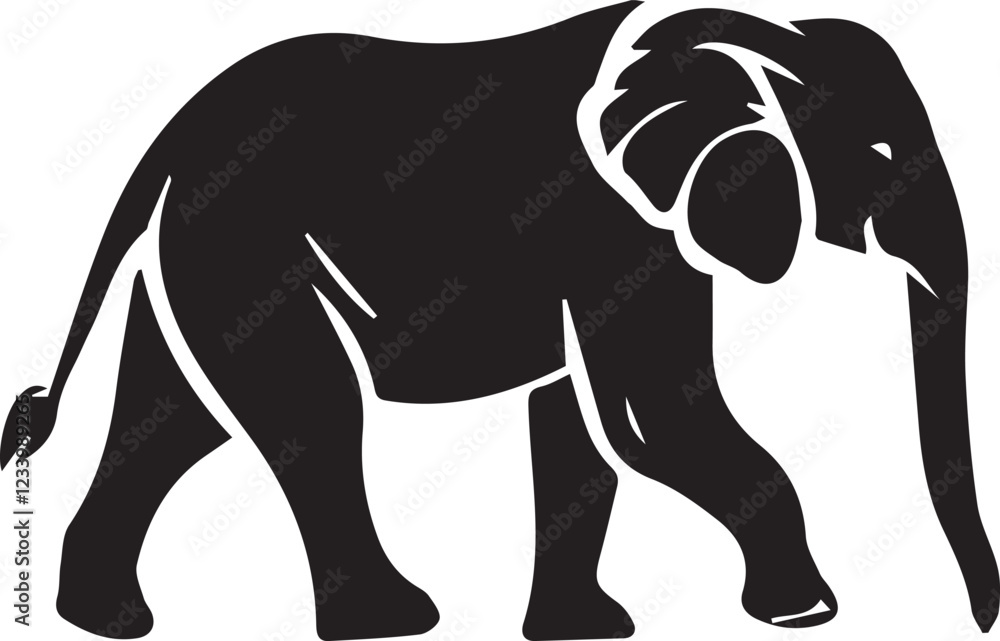 Obraz premium Elephant silhouette black and white vector icon