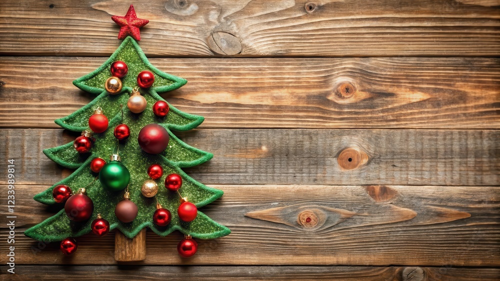 Warm Christmas Ornaments on a Wooden Tree Warm Christmas Ornaments on a Wooden Tree
