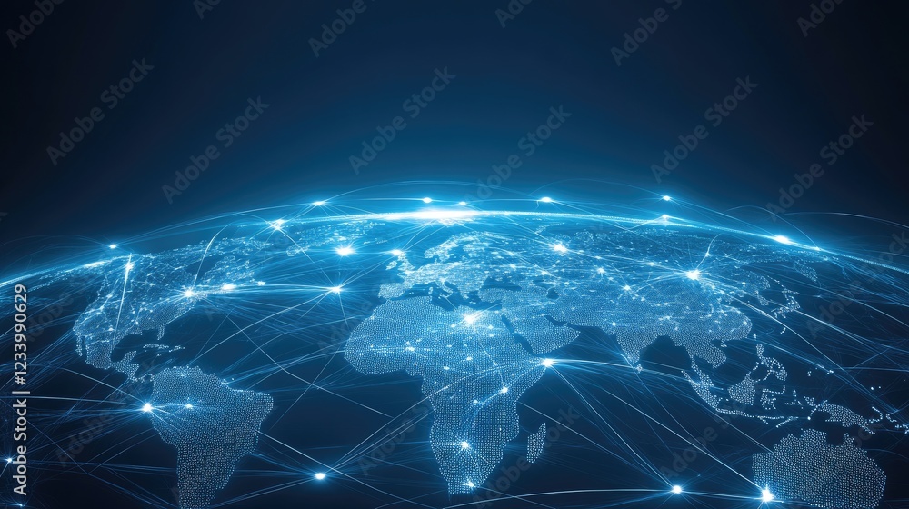 A symbolic image of online business expansion with interconnected global trade networks, copy space. A symbolic image of online business expansion with interconnected global trade networks, copy space.