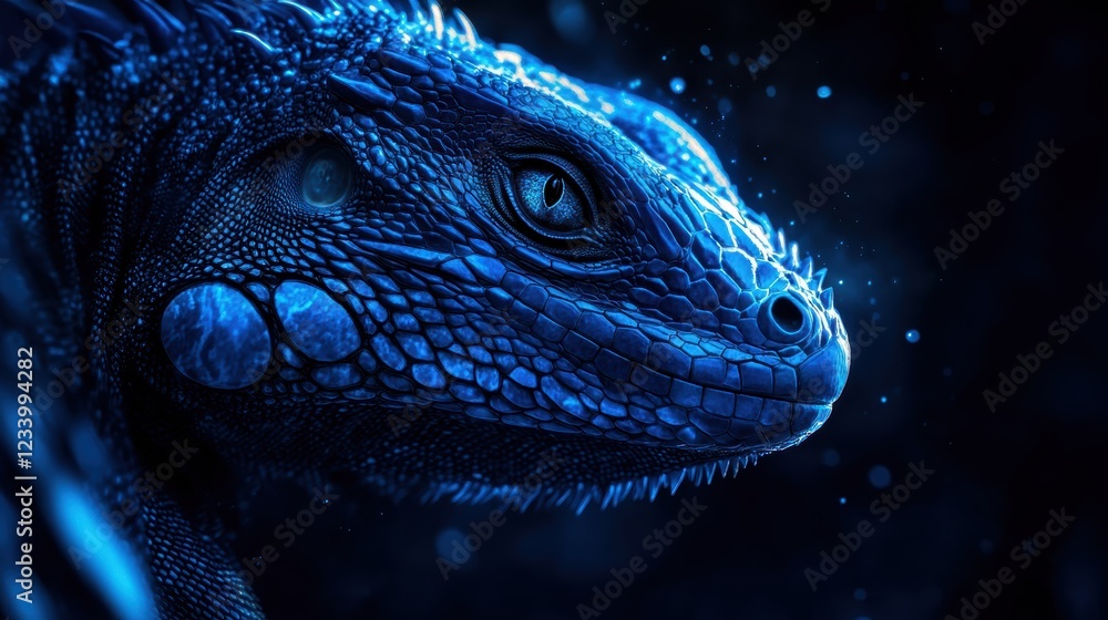 Close-up Portrait of Vibrant Blue Iguana Close-up Portrait of Vibrant Blue Iguana