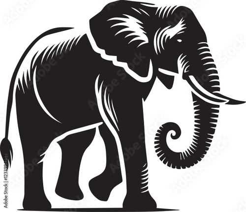 Elephant silhouette black and white vector icon