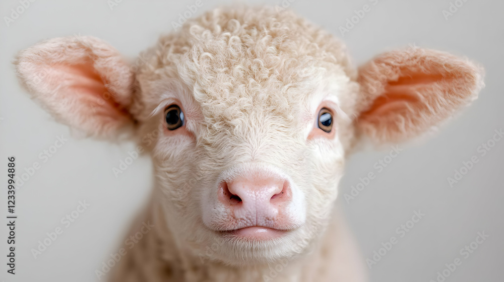 Fototapeta premium Adorable cream calf portrait, indoor studio