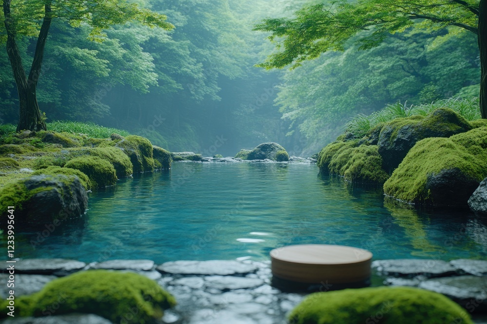Serene Pool, Mossy Rocks, Tranquil Nature Serene Pool, Mossy Rocks, Tranquil Nature