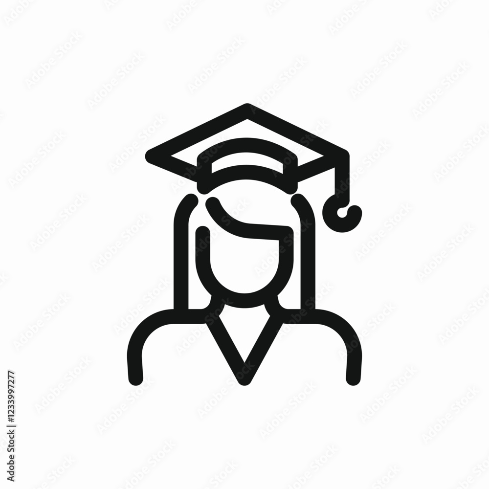 female graduate education cap icon vector sign female graduate education cap icon vector sign