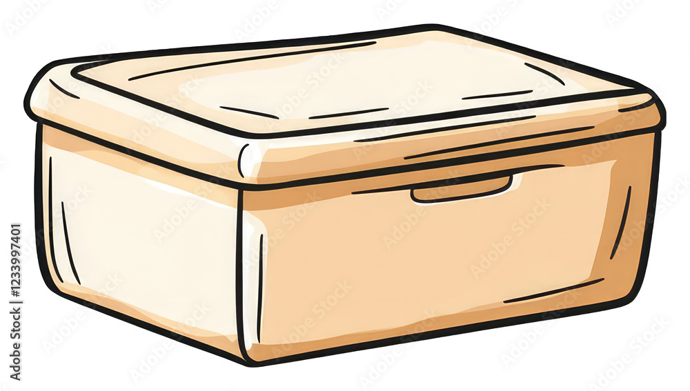 A Tan Rectangular Storage Container Illustration A Tan Rectangular Storage Container Illustration