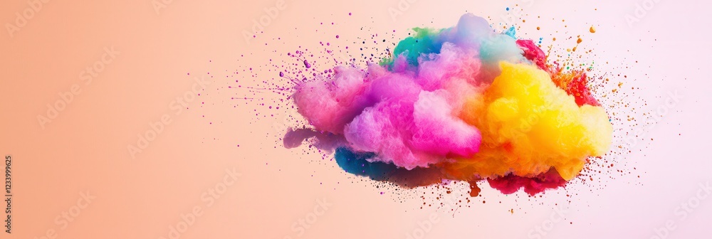 Obraz premium Colorful Splashes Forming a Cloud on a Soft Background