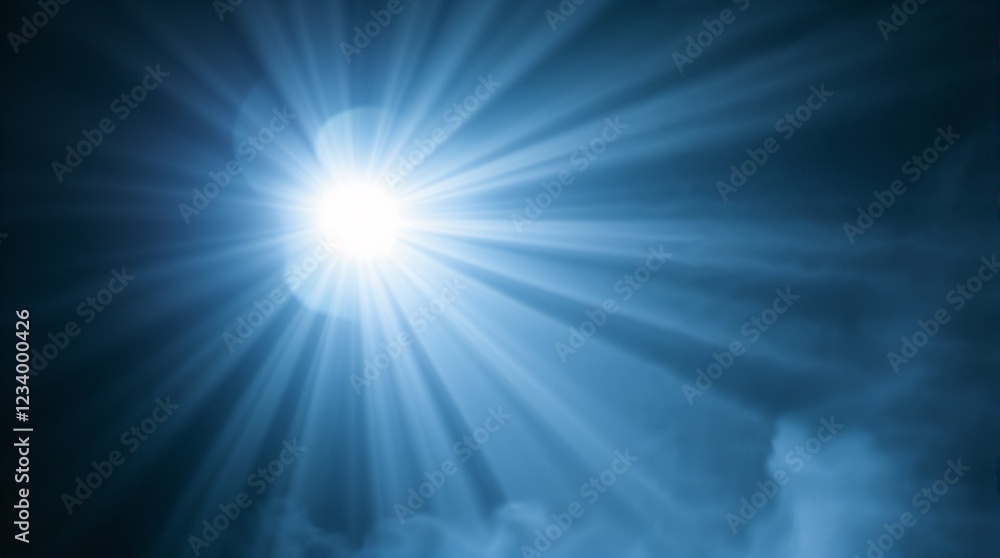 Abstract light rays emanating from a bright source in a mystical blue atmosphere Abstract light rays emanating from a bright source in a mystical blue atmosphere