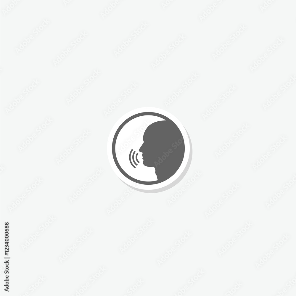 Speak voice icon person sticker isolated on gray background Speak voice icon person sticker isolated on gray background