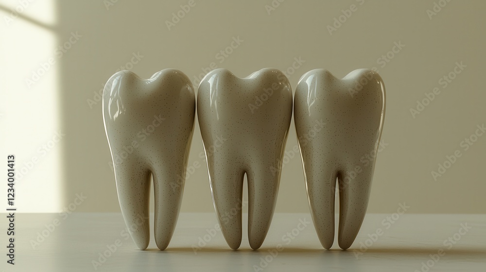 Three Dimensional Model of Human Teeth in Neutral Tones Three Dimensional Model of Human Teeth in Neutral Tones
