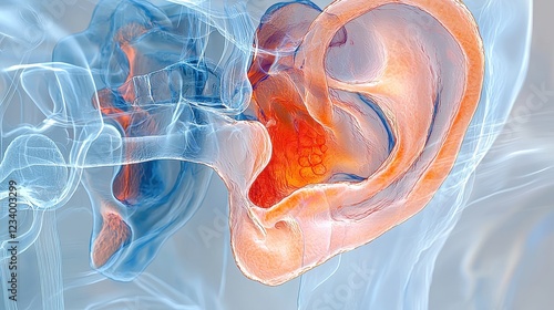 Human Ear Anatomy: Inner Ear Structure and Inflammation Visualization