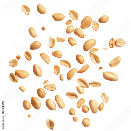 Tasty and nutritious peanuts isolated on transparent white background, clipping path