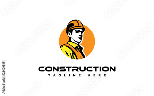 builder logo vector illustration, construction mascot logo template