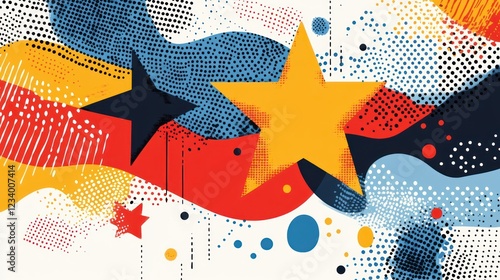 Wallpaper Mural Abstract stars design, vibrant waves background, digital art, website banner Torontodigital.ca