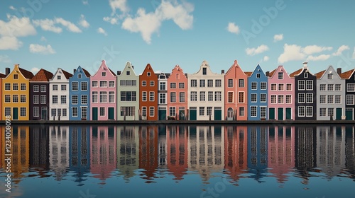 Colourful buildings at city canal 