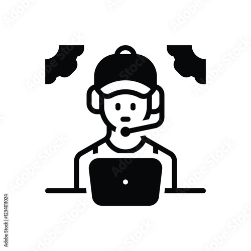 Black solid icon for assistance