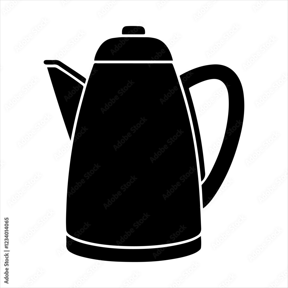 Fototapeta premium Electric kettle silhouette on white background
