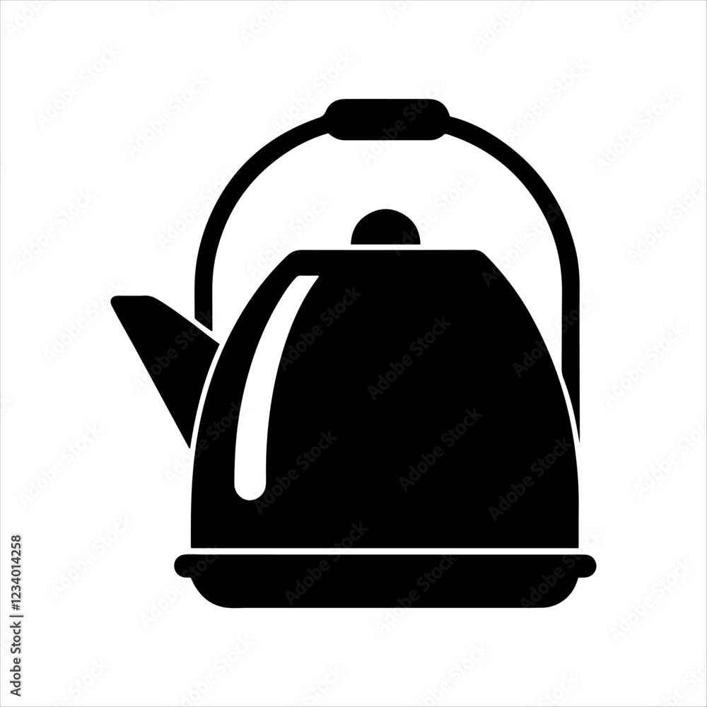 Electric kettle silhouette on white background