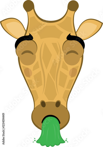 vector illustration emoji face giraffe character cartoon, intoxicated and throwing vomiting