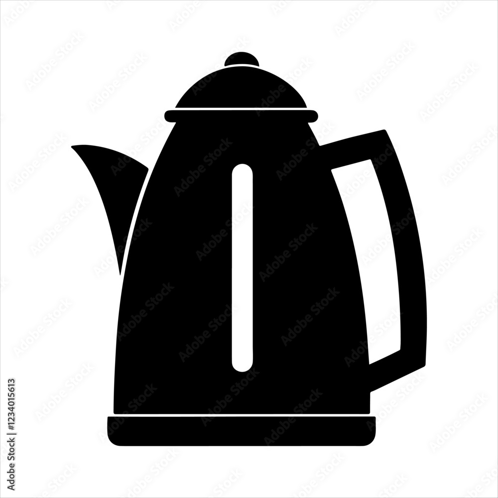 Fototapeta premium Electric kettle silhouette on white background