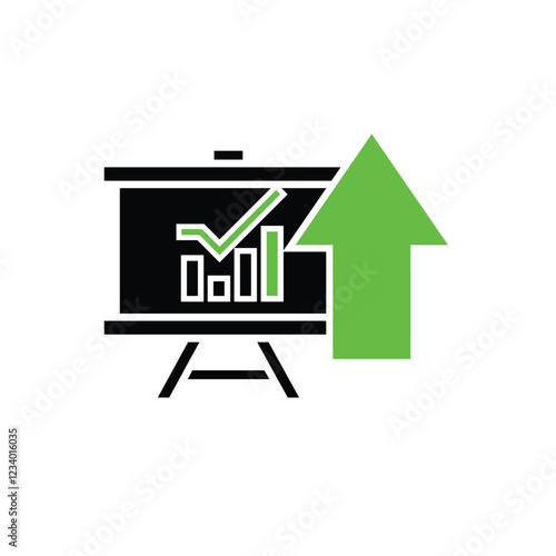 finance icon. financial development vector on white background. rising or strengthening graph. investment, healthy economy. Solid design style