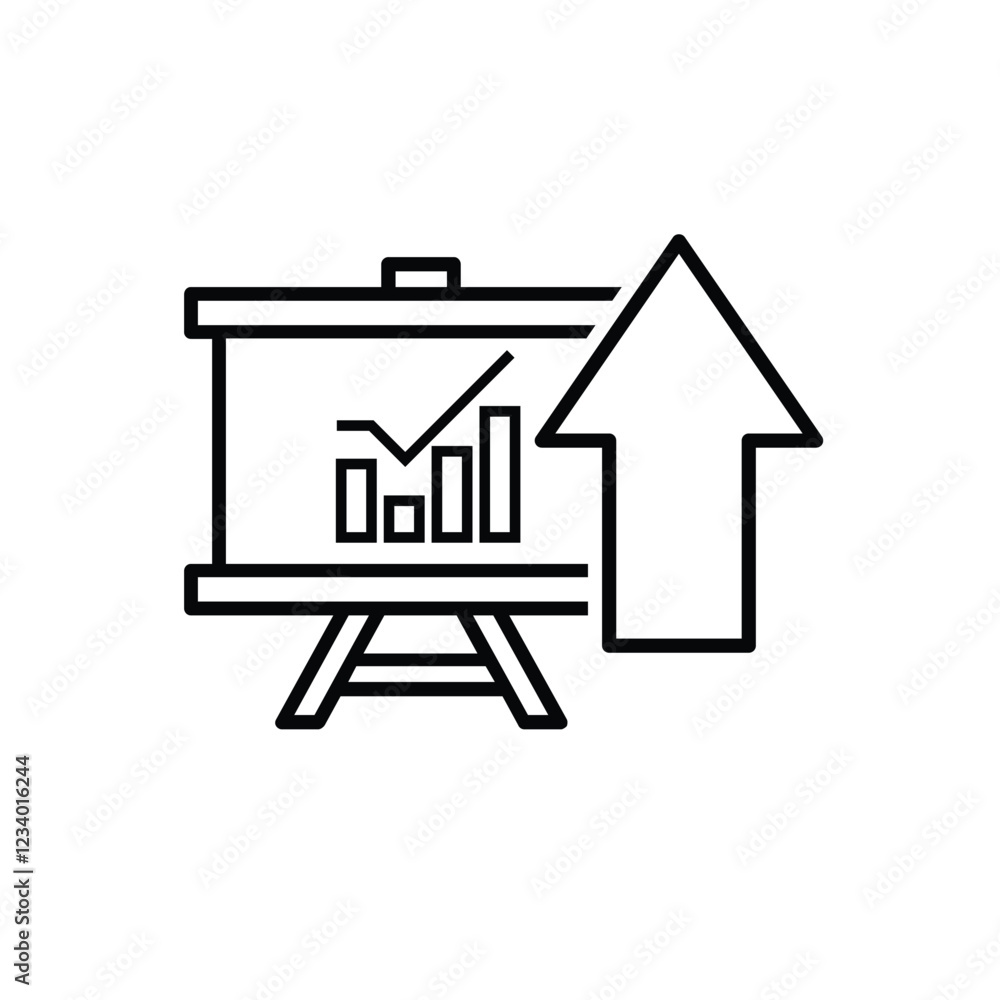 finance icon. financial development vector on white background. rising or strengthening graph. investment, healthy economy. Line design style finance icon. financial development vector on white background. rising or strengthening graph. investment, healthy economy. Line design style