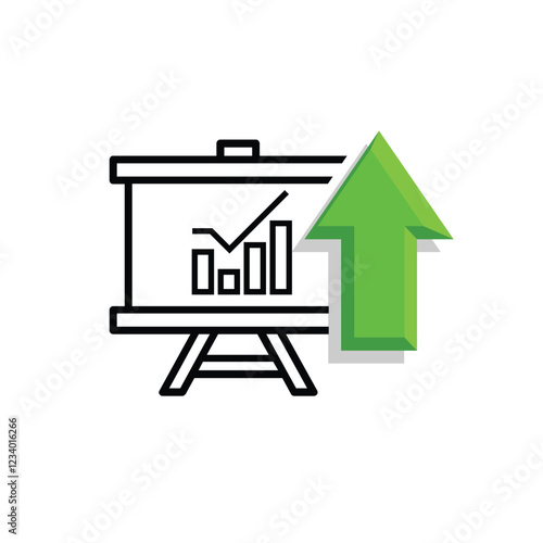 finance icon. financial development vector on white background. rising or strengthening graph. investment, healthy economy. mixed design style