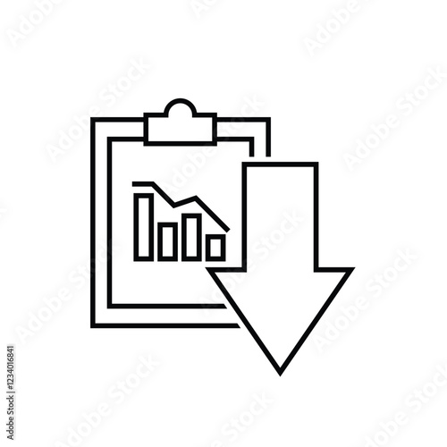 finance icon. financial development vector on white background. the graph goes down or weakens. investment, healthy economy. Line design style